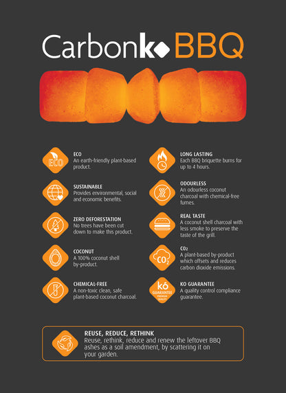 CarbonKO - Premium Coconut Shell Briquettes 3kg